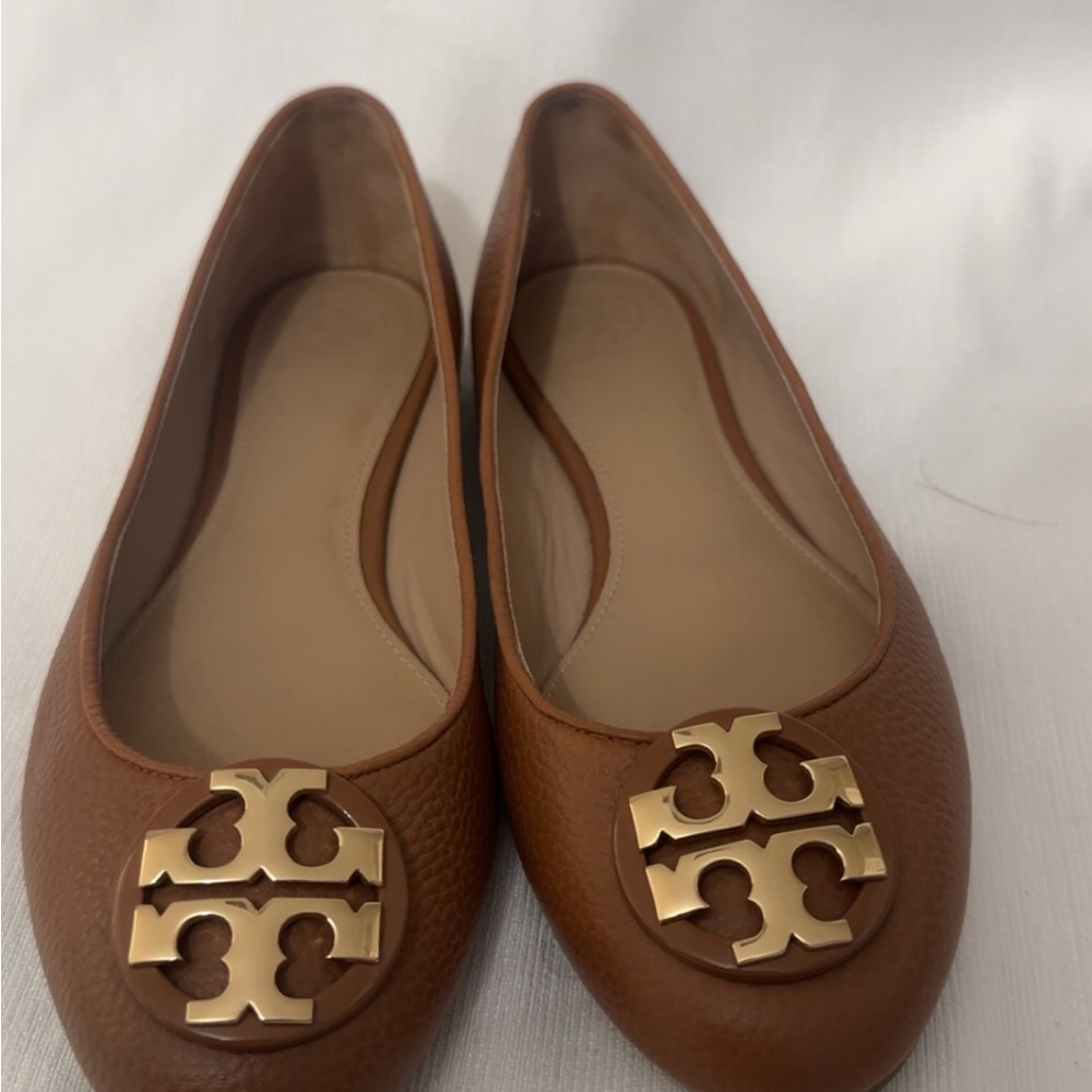 Tory Burch Brown Gold Flats Iconic Design slightly used No box included.